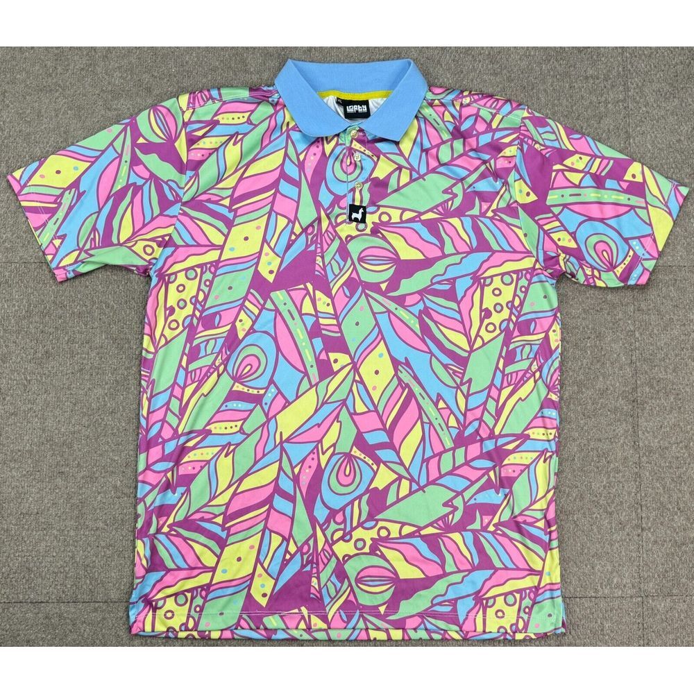 Lofty Llama‎ Men's Button Up Short Sleeve Polo Shirt Size XL